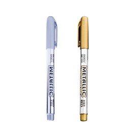 KAP TOOLS - Kit de 2 Plumones Marcador Permanente Plateado y Dorado, Punta Fina, Plumones Permanentes, Rotuladores, Marcadores Dorado y Plateado Punta Fina