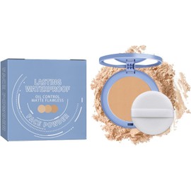 Bluemega Maquillaje en Polvo Compactos Faciales,Pure Antigrasa, Fijadores Suaves Y Mates, Impermeables De Larga Duración, Ligeros E Impecables