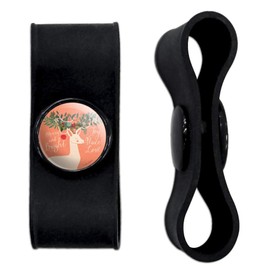 GRAPHICS & MORE Christmas Deer Merry Bright Joy Peace Love Headphone Earbud Cord Wrap - Charging Cable Manager - Wire Organizer Set of 2 - Black