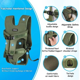 PetBonus Pet Front Dog Carrier Backpacks, Adjustable Pet Backpack, Legs Out Easy-fit Puppy Chest Carrier for Medium Small Dogs, Hands Free for Hiking, Cycling (Army Green, S)