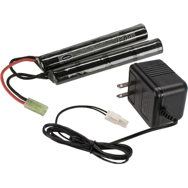 Evike AEG Airsoft Battery Starter Package w/Basic Charger (Battery: 9.6v 1600mAh Small Butterfly Type)