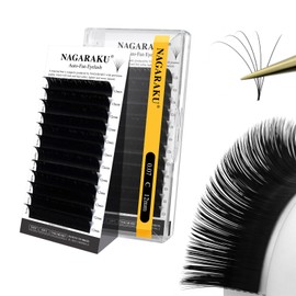 NAGARAKU Easy Fan Eyelash Extensions Volume Lash 0.07 C curl 12mm Rapid Blooming Faux Mink Cluster For Beginners Soft Professional Lash Supplies