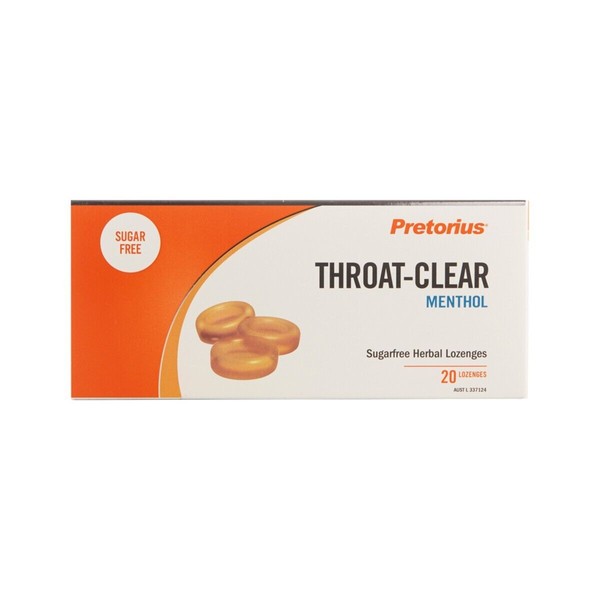 3 x Pretorius Throat Clear Sugar Free Herbal Lozenges Original 20 Pack