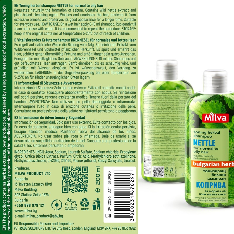 Nettle Shampoo – Helps Regulate Sebum Production, Reduce Dandruff &
