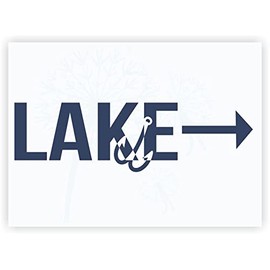 Fishing Decor Beach Wall Decals Lake Arrow Fish Hook Vinyl Letter Stickers 23x7-Inch Deep Blue