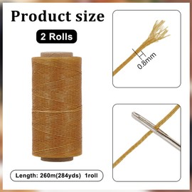 PH PandaHall 568 Yards Flat Waxed Thread for Sewing, 0.8mm Waxed String Cord 150D Polyester Wax Cord Sewing String Twine for Leather Stitching Crafting Macrame Project Beading Jewellery Making (Brown)