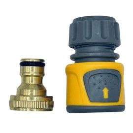 Hozelock Quick Connect Soft Grip Hose End Connector with 3/4" Brass Tap Adaptor Fitting for Outdoor Garden Tap