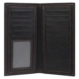 Long Wallet for Men Leather Bifold Card Holder Slim Wallet with ID Window