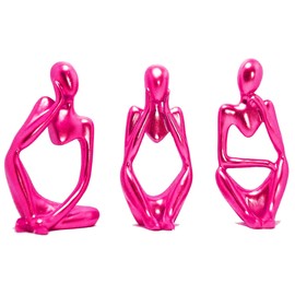 3 Pieces Thinker Sculpture Decoration Modern Living Room Sculpture Decoration Living Room Statue Bookshelf Decoration for Shelf, Table Decoration Office Decoration Home Modern Sculpture, Figures