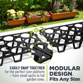Plant Stand Outdoor – Modular Plant Riser 7 Pack for Pots, Planters & Grow Bags | Heavy-Duty UV-Resistant Elevated Pot Stand for Drainage, Airflow, Root Health & Cleaner Patios – 19.7x7.5x2.4 in (Black)