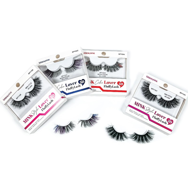 BlackPink Mink Style Color Lover Fluffy Lash 5D Fluffy Reusable