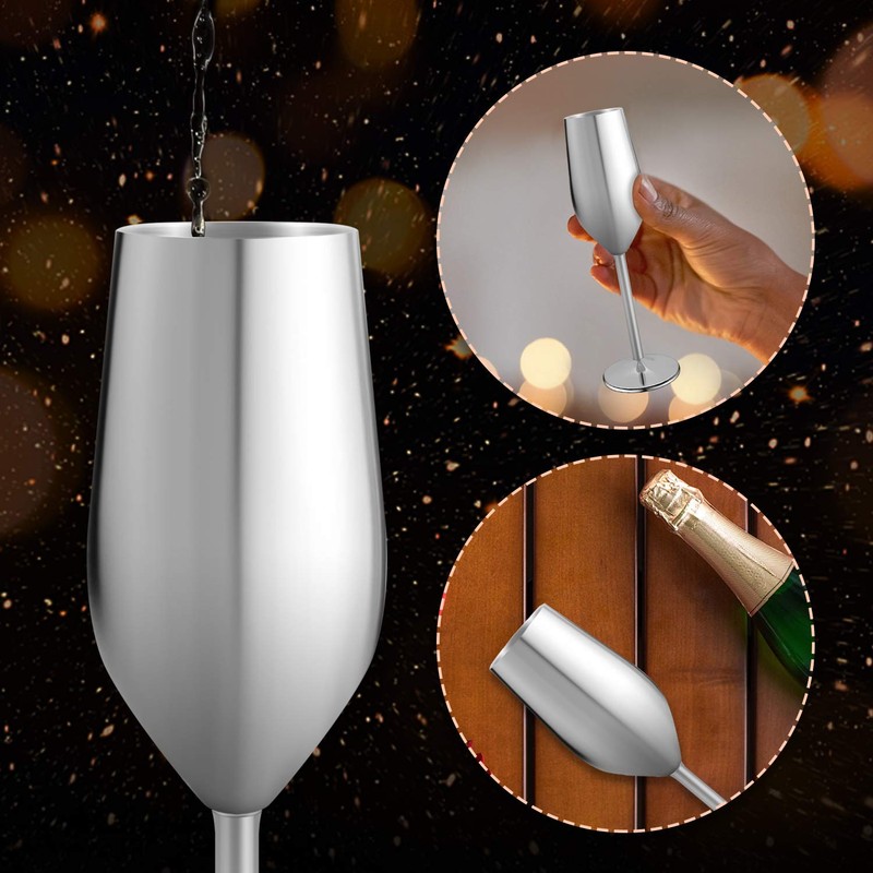 FOOLS ALIBAI 2 Pack Stainless Steel Champagne Glasses, 8oz Stemmed