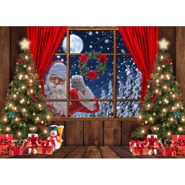 LYCGS 7X5FT Christmas Backdrop Santa Claus Photo Background Winter Snow