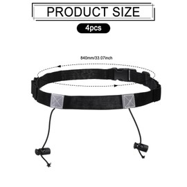 CHGCRAFT 4 pcs Triathlon Running Belt Number Belt Adjustable Polyester Stay Belt Running Bib Holder for Marathons and Racing, Black, 33.07x 5.71x 0.45inch
