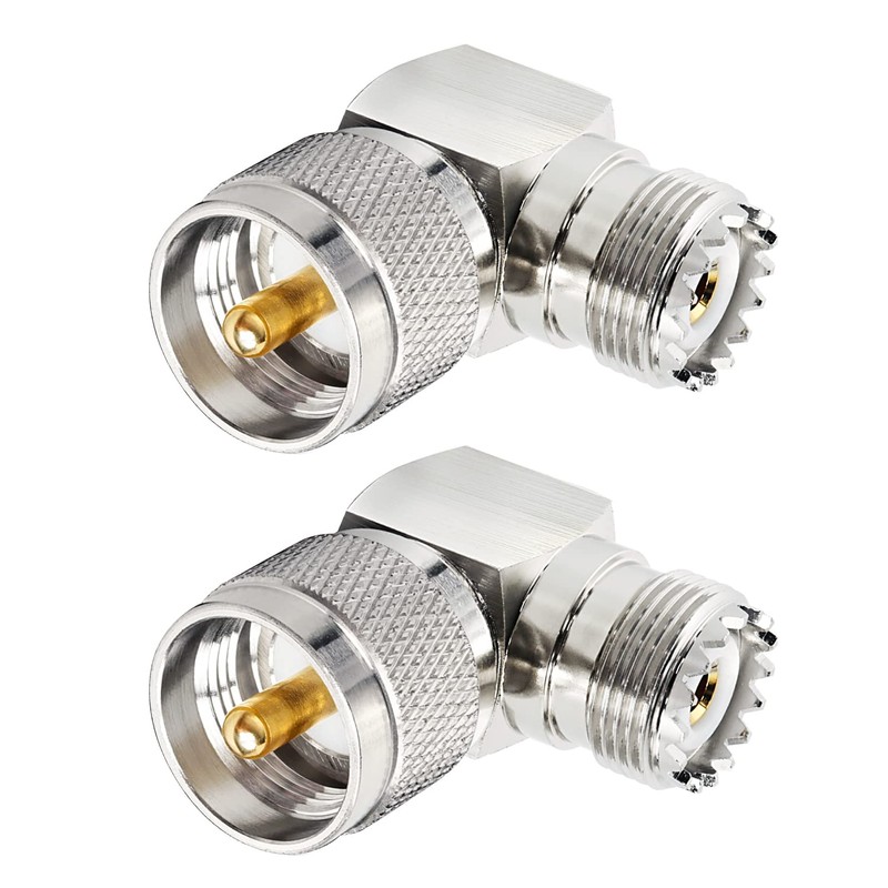 MOOKEERF PL259 Male to UHF Female Right Angle Adapter, 2-Pack