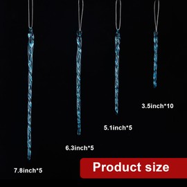 Glass Icicle 3.5-7.8 Inch Twisted Glass Icicle Christmas Ornaments Icicle Decorations Hanging (Light Blue,25 Pcs)