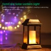 TomCare Flickering Flame Solar Lights Outdoor Metal Hanging Lantern, 2