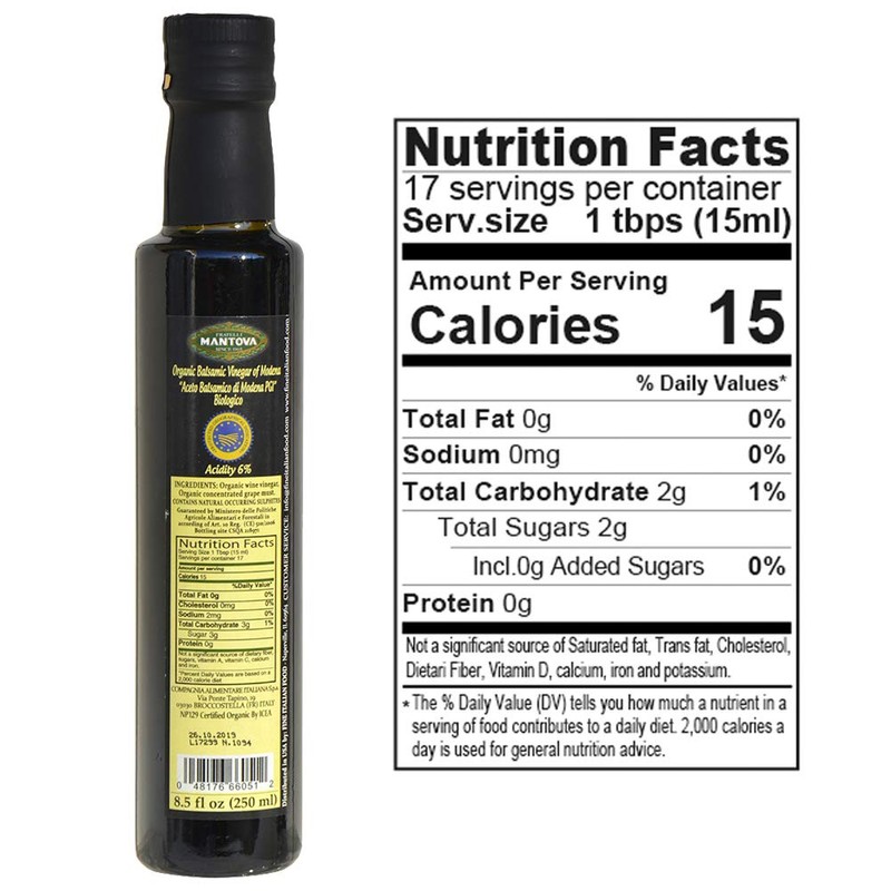 Mantova Organic Balsamic Vinegar of Modena, Perfect for Salad Dressing,