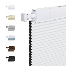 Persilux No Drill No Tools 100% Blackout Cellular Shades Cordless Window Shades for Home (36" W x 48" H, White) UV Protection 1" Cell Honeycomb Cellular Blinds for Windows Sliding Glass Doors Bedroom