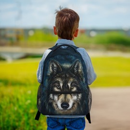 Wolf Backpacks for Boys 3D Animal Head Kids Backpack for 3th 4th 5th Grade Kids School Book Bags Travel Laptop Daypack 16x11.4x6.9in