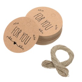 sourcing map for You Tags, 100pcs Kraft Paper Gift Tags with String, 1.2'' Round Gift Wrap Tags for Art Craft, Birthday, Wedding, Valentines Party Favors, Brown