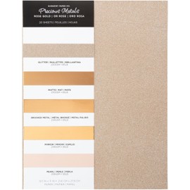 Shimmer Cardstock Paper 8.5 x 11- Assorted Glitter, Metallic, and Pearl Sheets for Crafts, Scrapbooking, Card Making - 20 Pack, 85lb Heavyweight, 230 GSM, Rose Gold
