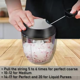 Mini Pull String Chopper, Manual Food Processor, BPA Free Veggie Chopper, Food Chopper, Non-Slip Vegetable Chopper, Portable Salad Chopper, Fruit Slicer With 650ml Capacity - Essential Kitchen Gadgets