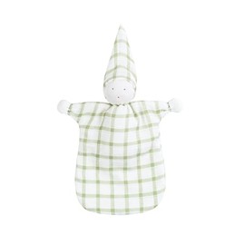 Under the Nile Organic Cotton Muslin Sleeping Lovey - Windowpane Sage, 8"