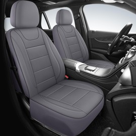 HChengkikz Car Seat Covers, Quilting Leather Seat Cover Two Front Seats,Waterproof Faux Leather Automotive Seat Covers for Cars,Universal Car Interior Fit for Suvs,Trucks,Airbag Compatible (2PCS,N4)