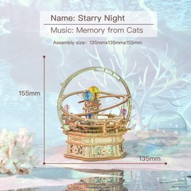 Robotime Wooden 3D Mechanical Astronomy Music Box, Laser Cut Wooden Puzzle Craft Sets, DIY Toy Gift for Teenagers & Adults