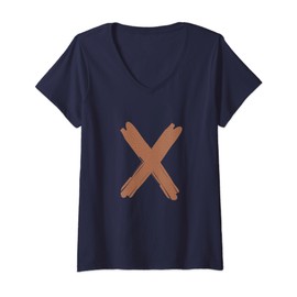 Womens Creative Bold Leather Letter X - Design - Alphabet - Marker V-Neck T-Shirt