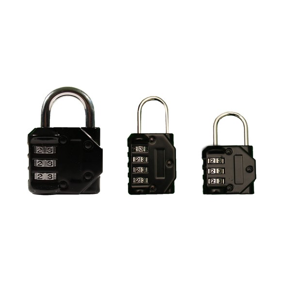 Pack of 3 Heavy-Duty Combination Padlock Weatherproof Rustproof Zinc Alloy