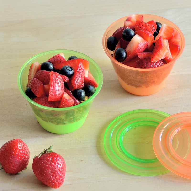 Youngever 7 Sets Plastic Parfait Cups, Reusable Plastic Dessert Cups