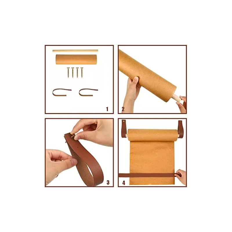 Lincia Kraft Paper Roll Wall Art Dispenser With Leather Straps
