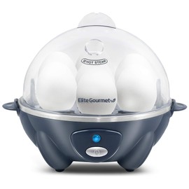 Elite Gourmet EGC700BG# Rapid Egg Cooker, 7 Easy-To-Peel, Hard, Medium, Soft Boiled Eggs, Poacher, Omelet Maker, Auto Shut-Off, Alarm, 16-Recipe Booklet, BPA-Free, Cobalt