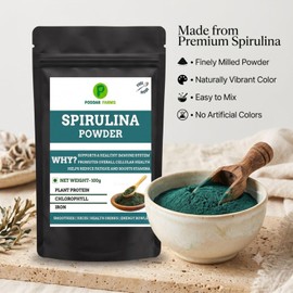 Spirulina Powder Finely Milled Superfood Powder Easy to Mix Ideal for Smoothies, Juices & Recipes No Artificial Colors 100g (1)
