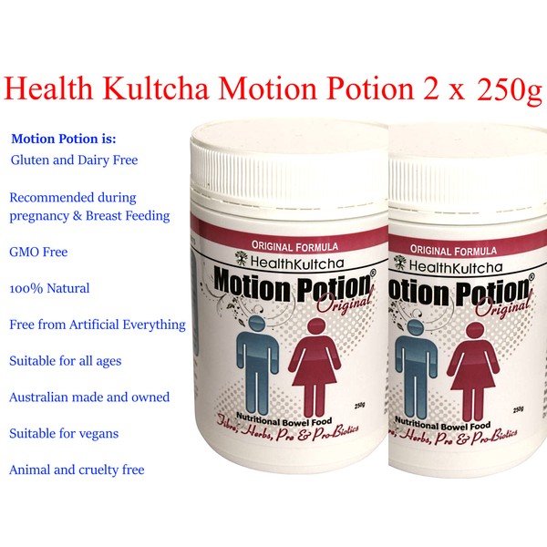 2 x 250g Health Kultcha MOTION POTION Nutritional Bowel Food ( 500g ) FREE POST