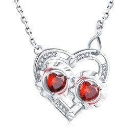 925-Sterling-Silver Anxiety Fidget Necklace for Women – Adjustable Spinner Pendant Necklaces with Rotatable Heart-Shaped CZ, Perfect Christmas Jewelry Gift for Wife Lover for Stress Relief Relaxation