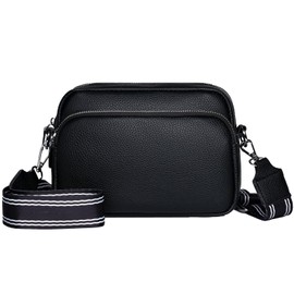 FALAZAR Crossbody Bag for Women, Small PU Shoulder Bags with Adjustable and Removable Wide Strap,Waterproof Ladies Handbag Purses,Black