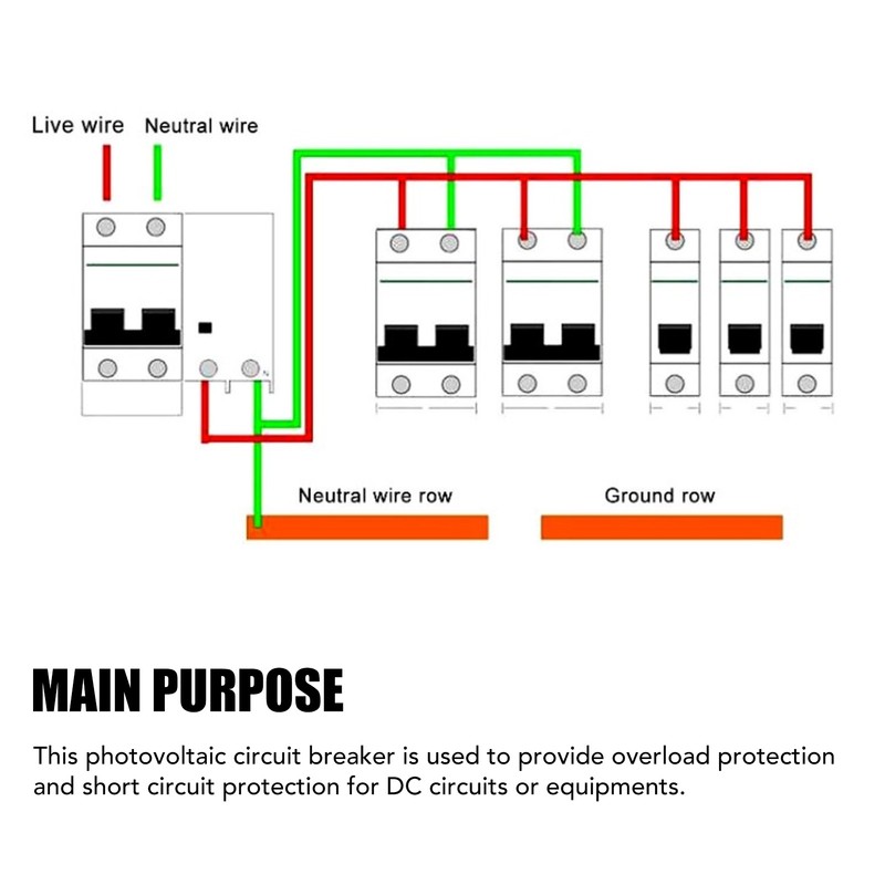 2P Photovoltaic DC Circuit Breaker High Sensitivity Overload Protection Switch