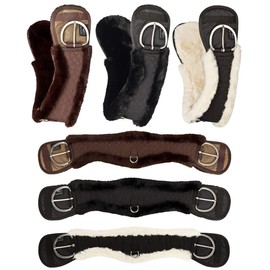 Equinate Western Moon Girth Anatomical with Synthetic Lambskin Short Girth Saddle Girth Western Girth 90 cm Black
