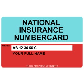 Replica National Insurance Number Card - PRINTED ON HARD PLASTIC - customisable