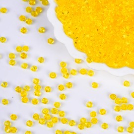 Kalumy 1000PCS Bicone Crystal Beads 4mm Glass Faceted Spacer Beads Bulk for Jewelry Making DIY Bracelets Necklace Earring Crafts (Yellow)