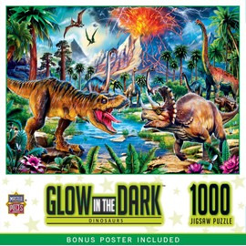 MasterPieces 1000 Piece Glow in The Dark Puzzle for Adults and Family - Dinosaurs - 19.25"x26.75"