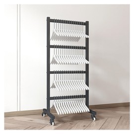 PFCDZDU Clothing Hanger Storage System Hanger Stacker Metal Clothes Organizer With Casters, Retail Store Laundry Room Portable Hanger Stacker Holder (Color : Black, Size : 19.7x15.7x43.3IN)