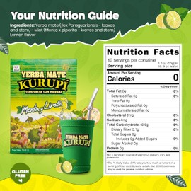 Kurupi Yerba Mate with Mint and Lemon 500 g (1.1 lb) - Refreshing Paraguayan Herbal Blend -Loose Leaf Tea Naturally Cooled with Mint & Citrus Aroma - Gluten Free