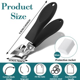 ZORTVUL Curved Nail Clippers, 2025 Angled Nail Clippers, Toenails with Wide Opening and Splash Guard, Oblique Nail Clippers with Wide Opening for Adults and Seniors