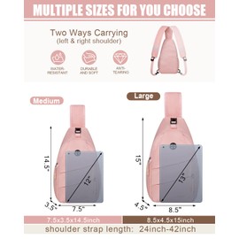 Pritent Crossbody Bags for Women Men Trendy Sling Bag Bakpack Casual Chest Bag with Convertible Shoulder Strap Travel Cross Body Bag for Hiking Traveling Outdoors(Pink)