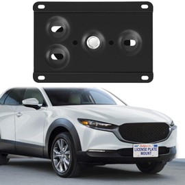 Steel Front License Plate Mount – No-Drill License Plate Bracket with Anti-Theft Screws Compatible with Mazda CX-30 2020-2024,CX-50 2020-2024,Front Bumper Tow Hook Adapter Kit