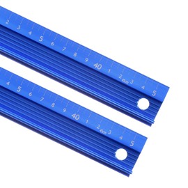 Kozelo 2pcs Raised Grip Metal Ruler - [45cm] Aluminum Alloy Precise Measurement Cutting Straight Protective Ruler Ruler Blue for Office Measure Cut Drawing Use, 1mm Precision, Black